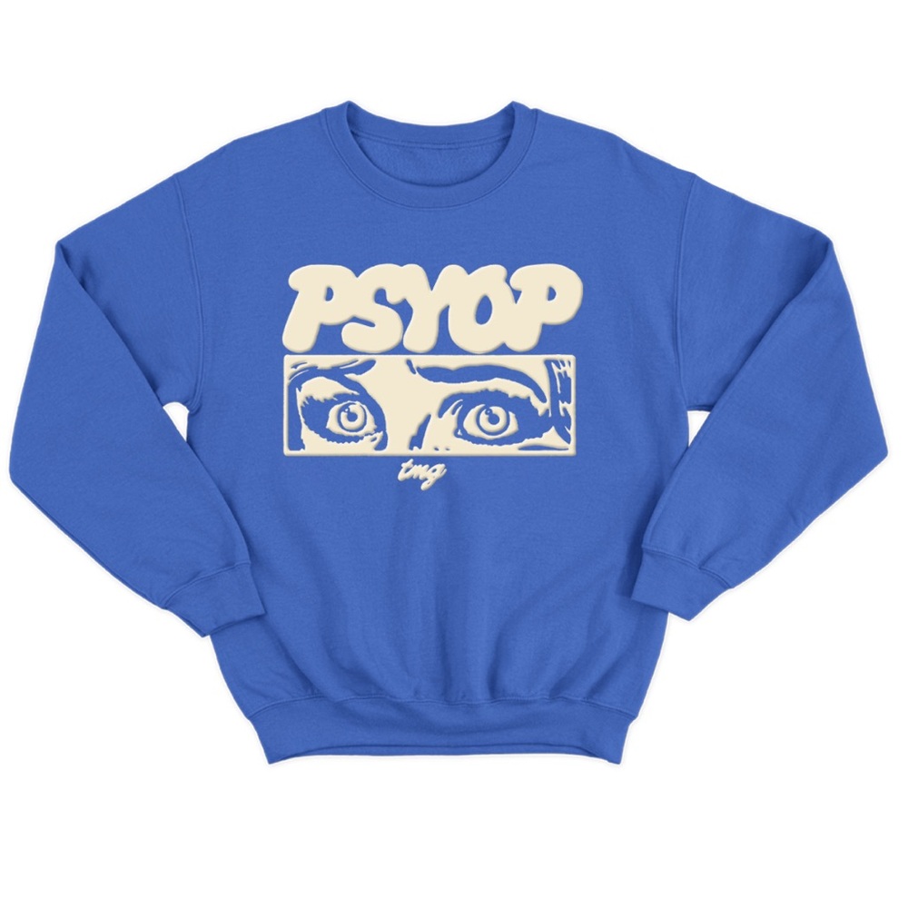 TMG Studios PSYOP Puff‎ Crewneck Blue and White Women’s Size Medium